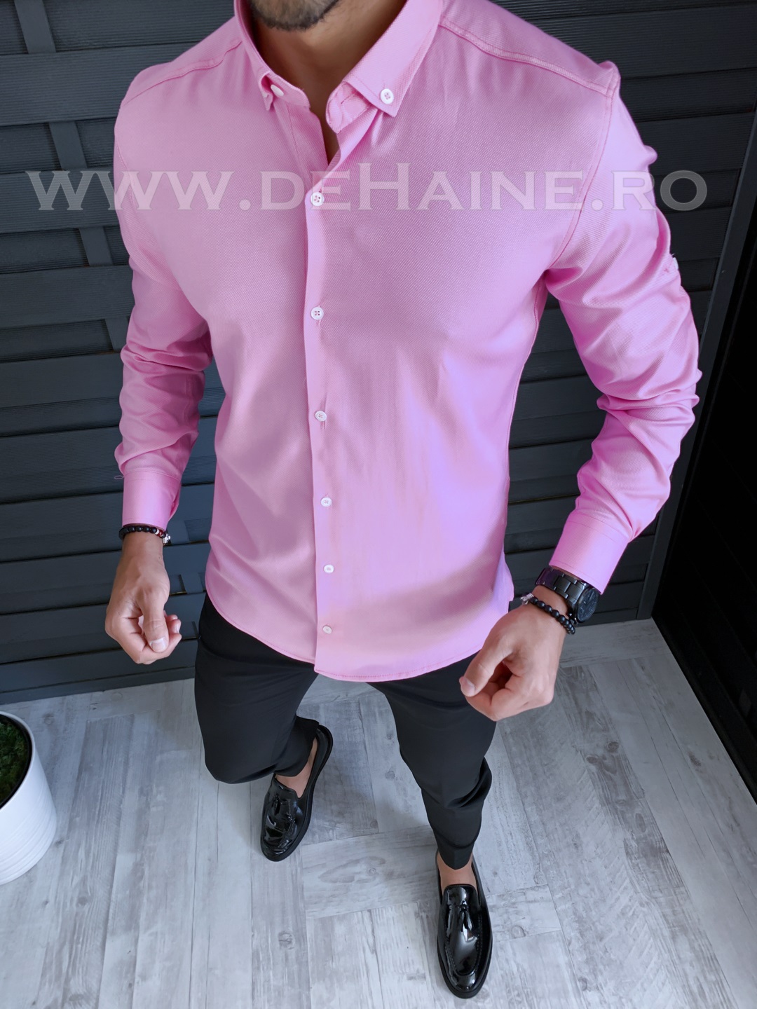 Camasa barbati roz slim fit b1325 o6-1